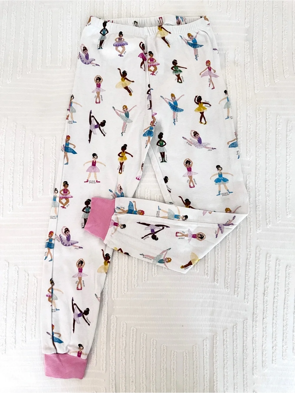 Pottery Barn Kids White Ballerina Print Pajama Set Size 8